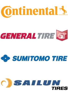 We carry a full line of tire brands including Continental,  General, Sumitomo, and Sailun